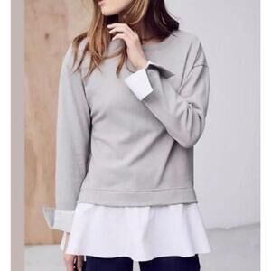 Eri + Ali (Anthropologie) Layered Poplin Sweatshirt. Size Small